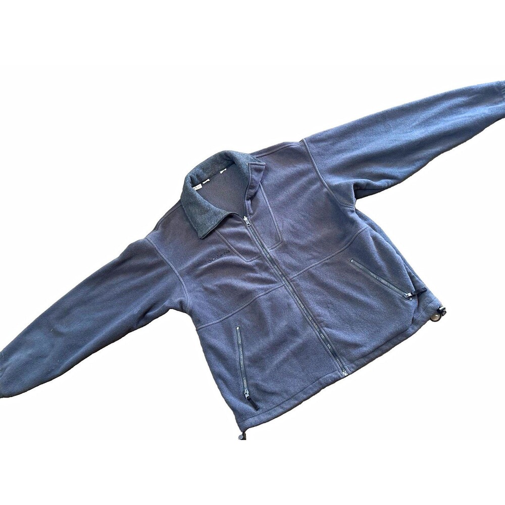 Columbia Mens M Gray Full Zip Fleece Jacket Stand-Up Collar Regular Fit